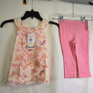 Kids Headquarters Girls 4 Floral Ruffle Tunic Tank Top 2-Piece Set
